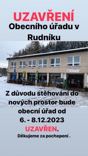 Uzavření Obecního úřadu v Rudníku